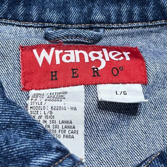 Vintage Wrangler Hero Denim Trucker Jacket Large - Picture 4 of 7
